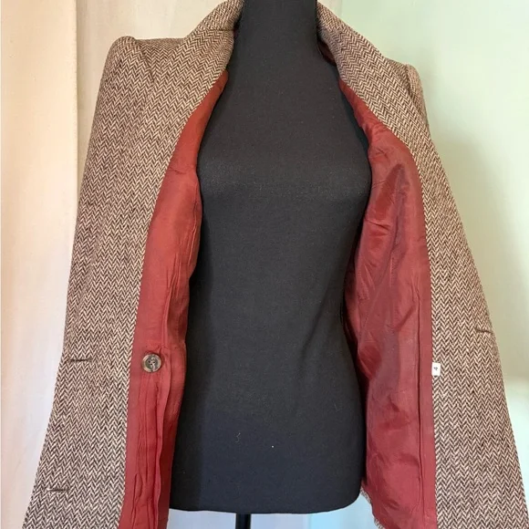 Vintage Women's Double-Breasted lined Brown Wool Blazer size 4 - Picture 5 of 9